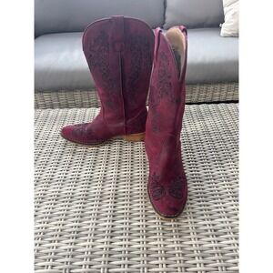 Roper Riley Scroll Embroidered Faux Leather Cowboy Boots 8.5 country concert